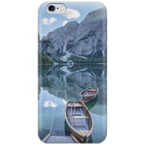 Силиконовый чехол на Apple iPhone 6s / 6 / Эпл Айфон 6 / 6с с рисунком "Горы, озеро, лодка"