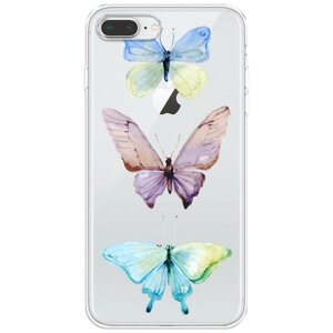 Силиконовый чехол на Apple iPhone 8 Plus / Айфон 8 Плюс Акварельные бабочки, прозрачный