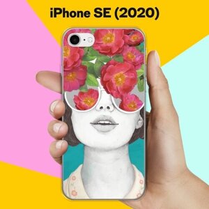 Силиконовый чехол на Apple iPhone SE (2020) Дама в очках / для Эпл Айфон СЕ 2020