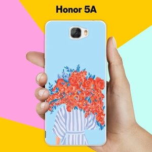 Силиконовый чехол на Honor 5A Красные цветы / для Хонор 5А