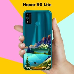 Силиконовый чехол на Honor 9X Lite Озеро и горы / для Хонор 9 Икс Лайт