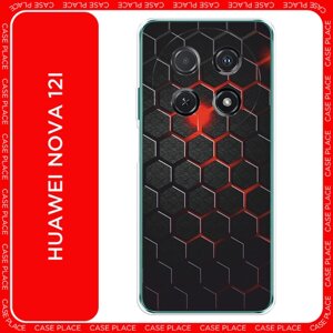 Силиконовый чехол на Huawei Nova 12i / Хуавей Нова 12i Фон соты красные