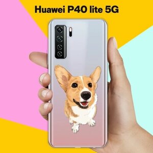 Силиконовый чехол на Huawei P40 lite 5G Серый корги / для Хуавей П40 Лайт 5 Джи