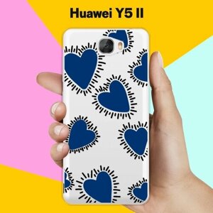 Силиконовый чехол на Huawei Y5 II Синий сердца / для Хуавей У52