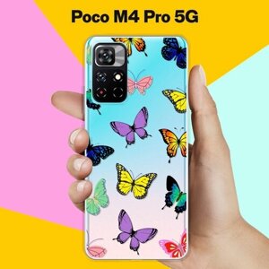 Силиконовый чехол на Poco M4 Pro 5G Бабочки / для Поко М4 Про 5 Джи