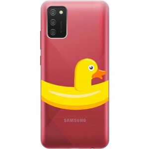 Силиконовый чехол на Samsung Galaxy A02s, Самсунг А02с с 3D принтом "Duck Swim Ring" прозрачный