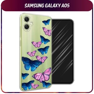 Силиконовый чехол на Samsung Galaxy A05 / Самсунг А05 "Полет бабочек", прозрачный