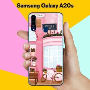 Силиконовый чехол на Samsung Galaxy A20s Розовые здания / для Самсунг Галакси А20с