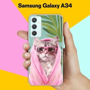 Силиконовый чехол на Samsung Galaxy A34 5G Кот В Очках / для Самсунг Галакси А34 5Джи