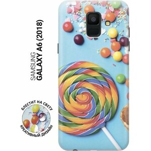 Силиконовый чехол на Samsung Galaxy A6 (2018), Самсунг А6 2018 с эффектом блеска "Разноцветный леденец"