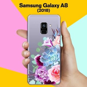 Силиконовый чехол на Samsung Galaxy A8 (2018) Цветы 10 / для Самсунг Галакси А8 2018