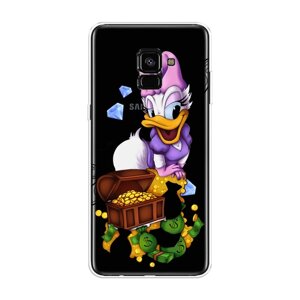 Силиконовый чехол на Samsung Galaxy A8 Plus 2018 / Самсунг Галакси A8 Плюс "Rich Daisy Duck", прозрачный