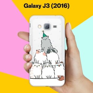 Силиконовый чехол на Samsung Galaxy J3 (2016) Елка из котов / для Самсунг Галакси Джи 3 2016