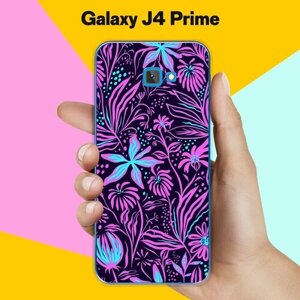 Силиконовый чехол на Samsung Galaxy J4 Prime Фиолетовые цветы / для Самсунг Галакси Джи 4 Прайм
