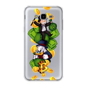 Силиконовый чехол на Samsung Galaxy J7 Neo / Самсунг Галакси J7 Neo "Scrooge McDuck and Monopoly", прозрачный