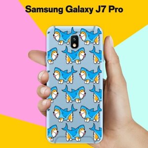 Силиконовый чехол на Samsung Galaxy J7 Pro Акула-Корги / для Самсунг Галакси Джей 7 Про
