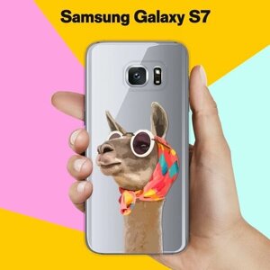 Силиконовый чехол на Samsung Galaxy S7 Лама / для Самсунг Галакси С7