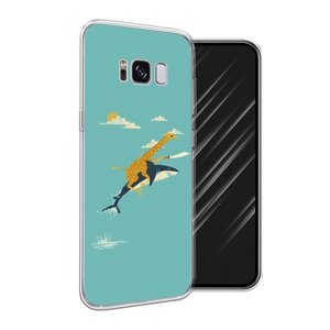 Силиконовый чехол на Samsung Galaxy S8 / Самсунг Галакси S8 "Жираф на акуле"