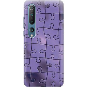 Силиконовый чехол на Xiaomi Mi 10, Сяоми Ми 10 с принтом "Фиолетовый пазл"