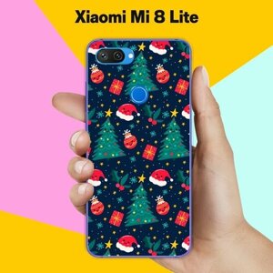 Силиконовый чехол на Xiaomi Mi 8 Lite Узор новогодний / для Сяоми Ми 8 Лайт