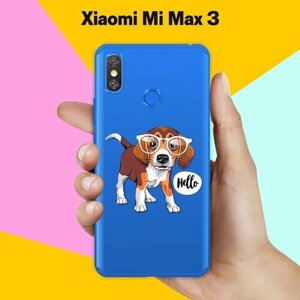 Силиконовый чехол на Xiaomi Mi Max 3 Hello Бигль / для Сяоми Ми Макс 3