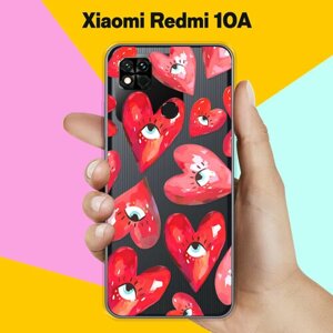 Силиконовый чехол на Xiaomi Redmi 10A Сердца / для Редми 10А