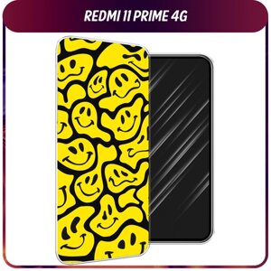 Силиконовый чехол на Xiaomi Redmi 11 Prime 4G / Сяоми Редми Прайм 11 4G "Расплывчатые смайлики желтые"