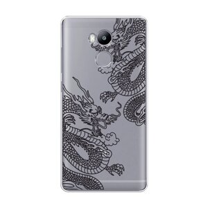 Силиконовый чехол на Xiaomi Redmi 4 Pro / Сяоми Редми 4 Про "Два китайских дракона", прозрачный