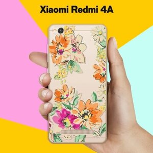 Силиконовый чехол на Xiaomi Redmi 4A Оранжевые цветы / для Сяоми Редми 4А