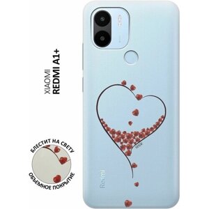 Силиконовый чехол на Xiaomi Redmi A1+Сяоми Редми А1 Плюс с 3D принтом "Little hearts" прозрачный