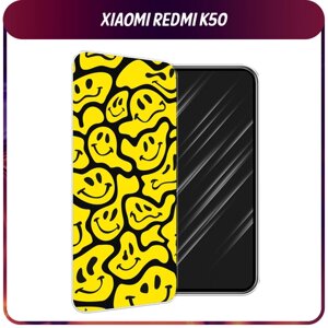 Силиконовый чехол на Xiaomi Redmi K50 / Редми K50 "Расплывчатые смайлики желтые"