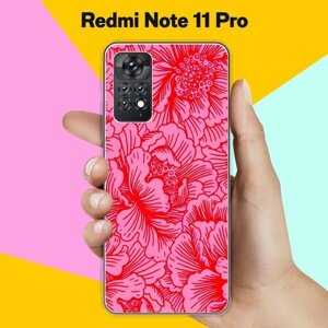 Силиконовый чехол на Xiaomi Redmi Note 11 Pro Цветы красные / для Сяоми Редми Ноут 11 Про