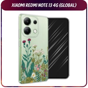 Силиконовый чехол на Xiaomi Redmi Note 13 4G (Global) / Сяоми Редми Нот 13 4G "Дикие полевые цветы", прозрачный