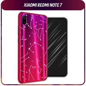Силиконовый чехол на Xiaomi Redmi Note 7 / Сяоми Редми Нот 7 "Созвездия", прозрачный