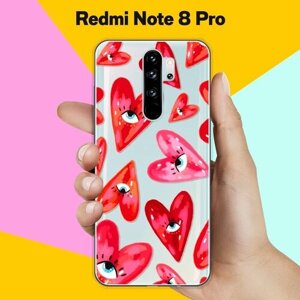 Силиконовый чехол на Xiaomi Redmi Note 8 Pro Сердца / для Сяоми Редми Ноут 8 Про