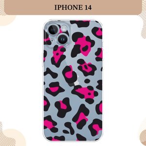 Силиконовый чехол "Pink cow spots" на Apple iPhone 14 / Айфон 14, прозрачный