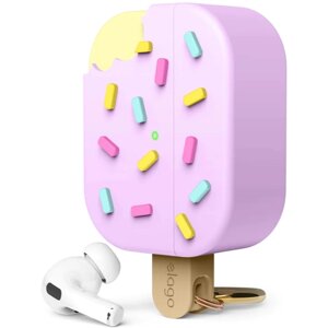 Силиконовый чехол с карабином Elago Ice Cream Silicone Hang case для наушников Apple AirPods Pro 2, цвет лавандовый (EAPP2-ICE-LV)