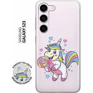 Силиконовый чехол с принтом Unicorn and candy для Samsung Galaxy S23 / Самсунг С23