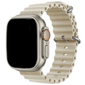 Силиконовый ремешок BELT для Smart Watch Ultra ультра 42мм 44мм 45мм 49мм бежевый