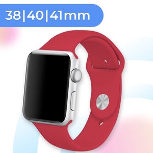Силиконовый ремешок для умных часов Apple Watch 38-40-41 mm / 13,5 см / Сменный браслет для смарт часов Эпл Вотч 1-9, SE серии / Rose Red