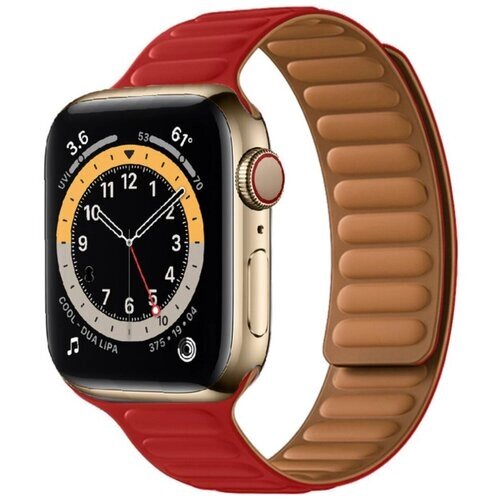 Силиконовый ремешок на магнитной застежке для Apple Watch Series 1-8 - 42/44/45 мм (красный)