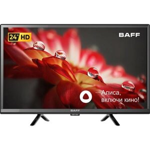 Телевизор BAFF 24Y HD-R, 24 дюйма, HD, Smart TV, голосовое управление Алиса, Wi-Fi, черный