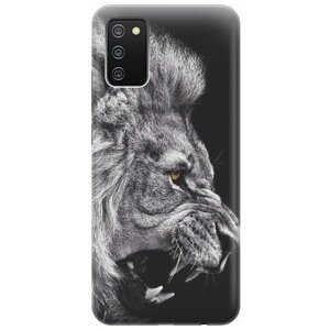 Ультратонкий силиконовый чехол-накладка для Samsung Galaxy A02s с принтом "Морда льва"