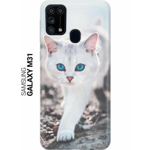 Ультратонкий силиконовый чехол-накладка для Samsung Galaxy M31 с принтом "Голубоглазый кот"