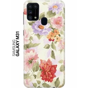Ультратонкий силиконовый чехол-накладка для Samsung Galaxy M31 с принтом "Нежные цветы"