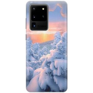 Ультратонкий силиконовый чехол-накладка для Samsung Galaxy S20 Ultra с принтом "Заснеженный лес"
