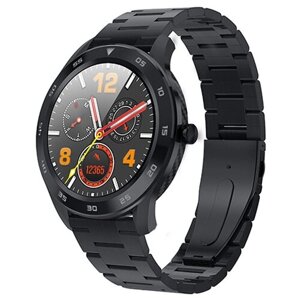 Умные смарт часы SMARUS Vita (спорт, здоровье, пульс, сатурация, поддержка iPhone и Android) черные с металлическим браслетом
