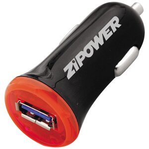 Универсальное зарядное устройство zipower USB PORT (1A) CAR charger WITH LED