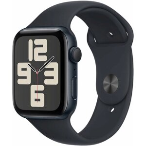 Watch Apple Watch SE 2023, 44 мм, корпус из алюминия цвета «тёмная ночь», спортивный ремешок цвета «тёмная ночь» M/L