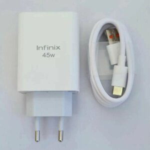 Зарядное устройство U450XEA с кабелем 6A совместим с Infinix 45W с USB входом, цвет: White)